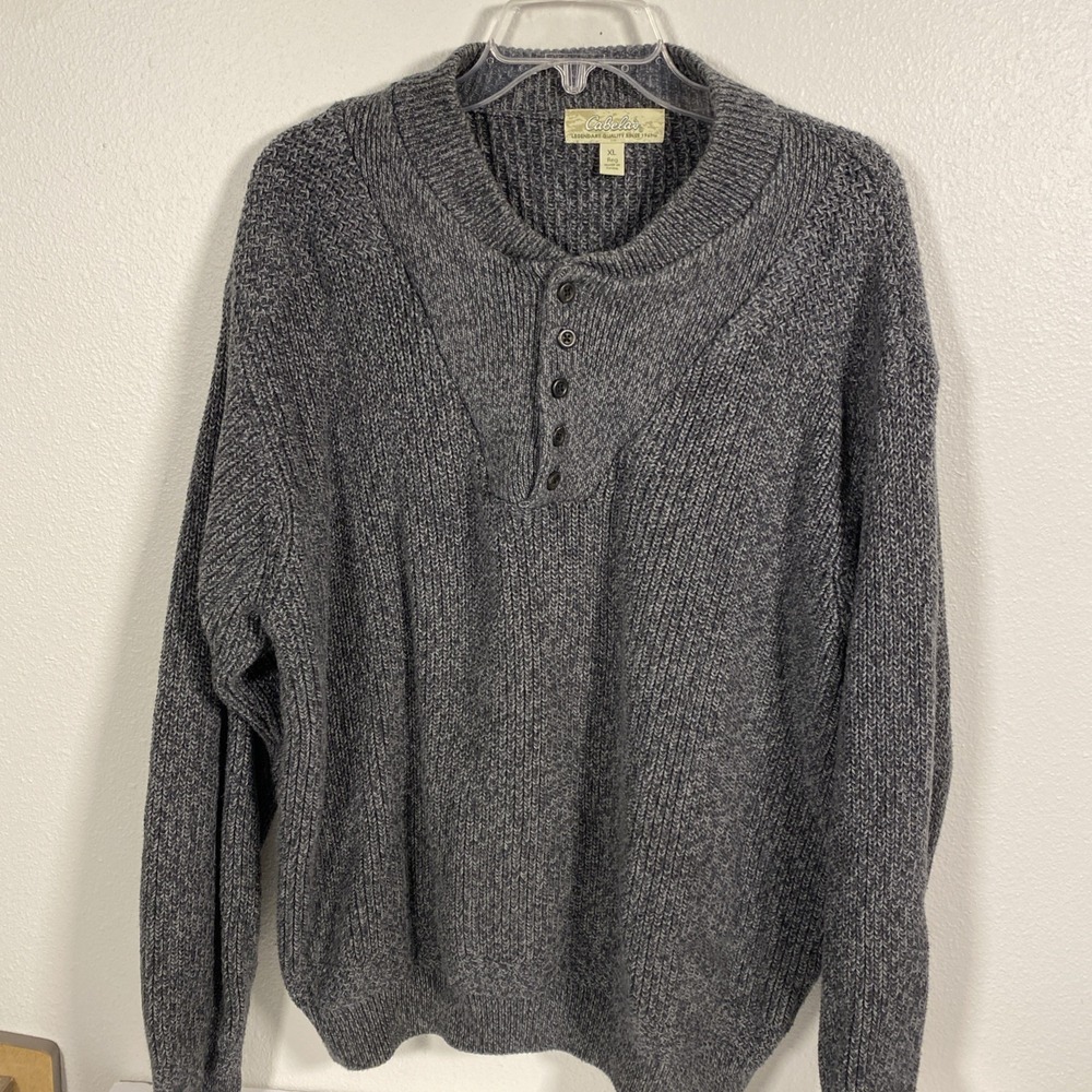 Cabela's XL Men's Sweater 1/4 Button Neck Cotton V1